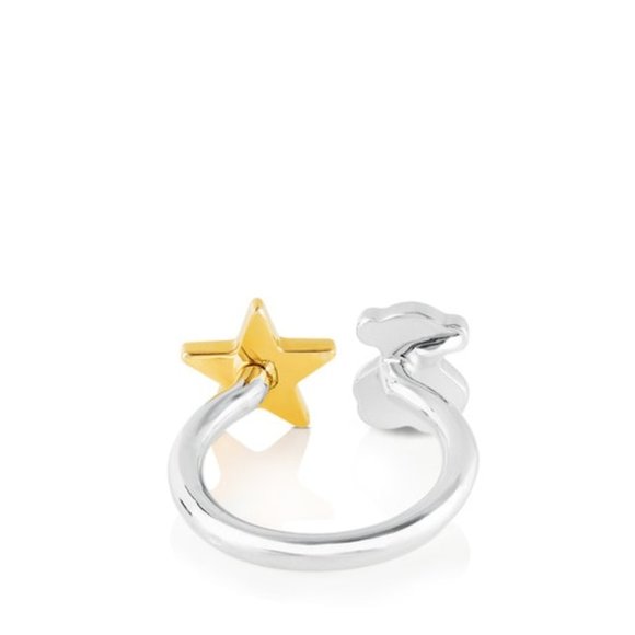 Tous Lord Ring Silver Gold Vermeil Bear and Star - Picture 9 of 9